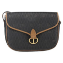 Christian Dior Honeycomb Canvas Shoulder Bag PVC Black Brown gold Auth bs31903-2