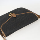 Christian Dior Honeycomb Canvas Shoulder Bag PVC Black Brown gold Auth bs31903-6