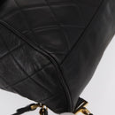 CHANEL Matelasse Backpack Lamb Skin Black Gold CC Auth bs31908-8