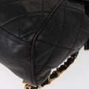 CHANEL Matelasse Backpack Lamb Skin Black Gold CC Auth bs31908-15
