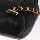 CHANEL Matelasse Backpack Lamb Skin Black Gold CC Auth bs31908-17