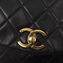 CHANEL Matelasse Backpack Lamb Skin Black Gold CC Auth bs31908-18