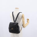 CHANEL Matelasse Backpack Lamb Skin Black Gold CC Auth bs31908-25