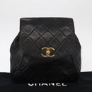 CHANEL Matelasse Backpack Lamb Skin Black Gold CC Auth bs31908-12
