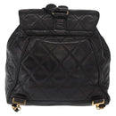 CHANEL Matelasse Backpack Lamb Skin Black Gold CC Auth bs31908-2