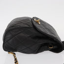 CHANEL Matelasse Backpack Lamb Skin Black Gold CC Auth bs31908-3