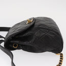 CHANEL Matelasse Backpack Lamb Skin Black Gold CC Auth bs31908-4