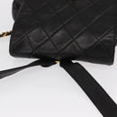 CHANEL Matelasse Backpack Lamb Skin Black Gold CC Auth bs31908-6