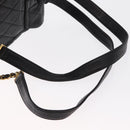 CHANEL Matelasse Backpack Lamb Skin Black Gold CC Auth bs31908-7