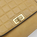 CHANEL Choco Bar line Chain Shoulder Bag Lamb Skin Beige Gold CC Auth bs31909-17