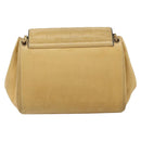 CHANEL Choco Bar line Chain Shoulder Bag Lamb Skin Beige Gold CC Auth bs31909-2