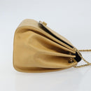 CHANEL Choco Bar line Chain Shoulder Bag Lamb Skin Beige Gold CC Auth bs31909-3