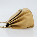 CHANEL Choco Bar line Chain Shoulder Bag Lamb Skin Beige Gold CC Auth bs31909-4