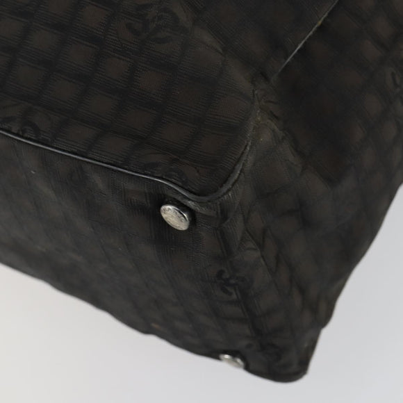 CHANEL New Travel Line Tote Bag Nylon 2way Brown Silver CC Auth bs31911