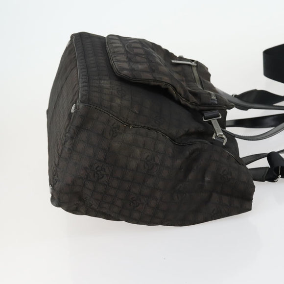 CHANEL New Travel Line Tote Bag Nylon 2way Brown Silver CC Auth bs31911