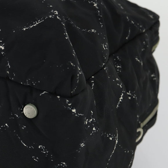 CHANEL Travel Line Boston Bag Nylon Black Silver CC Auth bs31912