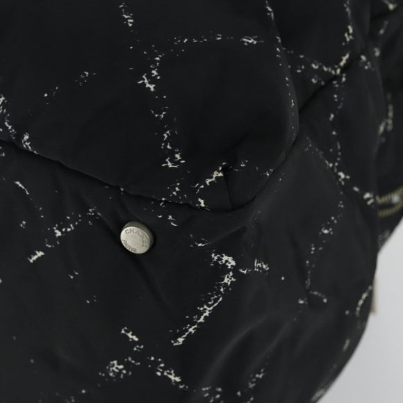 CHANEL Travel Line Boston Bag Nylon Black Silver CC Auth bs31912