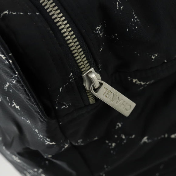 CHANEL Travel Line Boston Bag Nylon Black Silver CC Auth bs31912