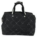 CHANEL Travel Line Boston Bag Nylon Black Silver CC Auth bs31912-2