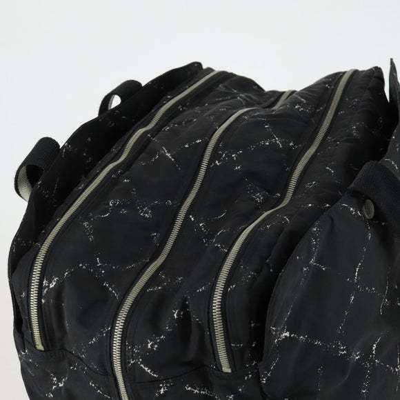 CHANEL Travel Line Boston Bag Nylon Black Silver CC Auth bs31912
