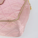 CHANEL Chain Shoulder Bag Satin Pink Gold CC Auth bs31914-10