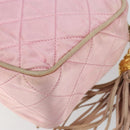 CHANEL Chain Shoulder Bag Satin Pink Gold CC Auth bs31914-12