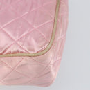 CHANEL Chain Shoulder Bag Satin Pink Gold CC Auth bs31914-13