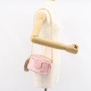 CHANEL Chain Shoulder Bag Satin Pink Gold CC Auth bs31914-24