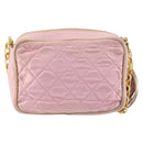 CHANEL Chain Shoulder Bag Satin Pink Gold CC Auth bs31914-3