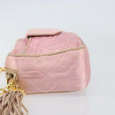 CHANEL Chain Shoulder Bag Satin Pink Gold CC Auth bs31914-5