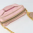 CHANEL Chain Shoulder Bag Satin Pink Gold CC Auth bs31914-6