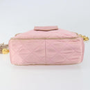 CHANEL Chain Shoulder Bag Satin Pink Gold CC Auth bs31914-9