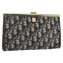 Christian Dior Trotter Canvas Clutch Bag Navy Gold Auth bs31917-1