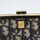 Christian Dior Trotter Canvas Clutch Bag Navy Gold Auth bs31917-12