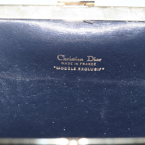 Christian Dior Trotter Canvas Clutch Bag Navy Gold Auth bs31917