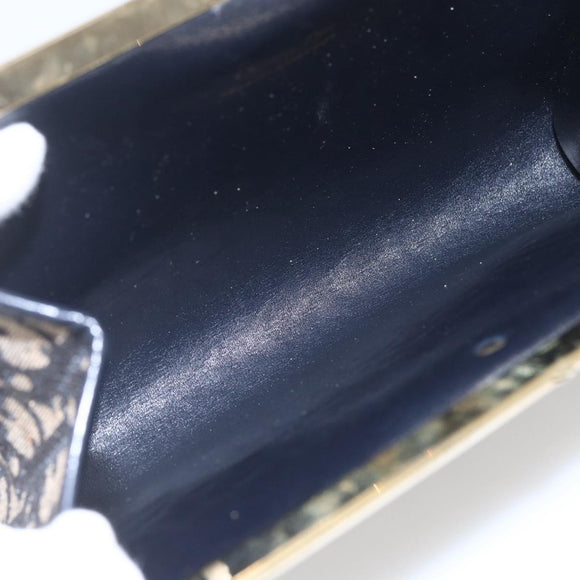 Christian Dior Trotter Canvas Clutch Bag Navy Gold Auth bs31917