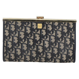 Christian Dior Trotter Canvas Clutch Bag Navy Gold Auth bs31917 - 0