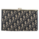 Christian Dior Trotter Canvas Clutch Bag Navy Gold Auth bs31917-3