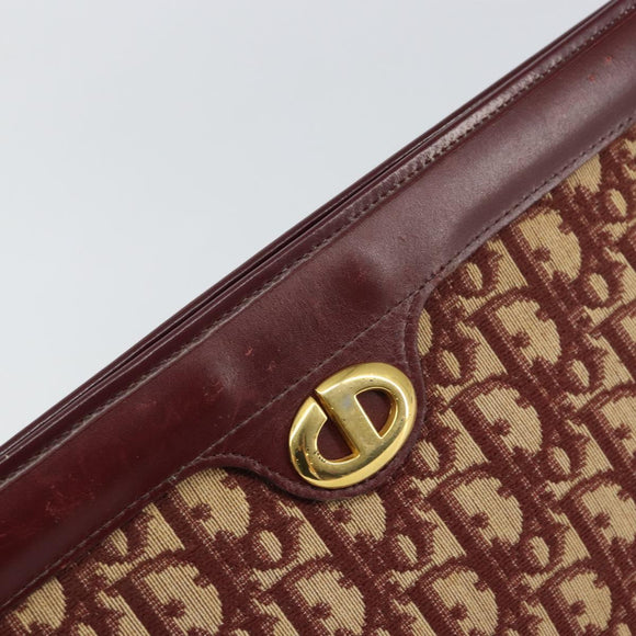 Christian Dior Trotter Canvas Clutch Bag Red Gold Auth bs31918