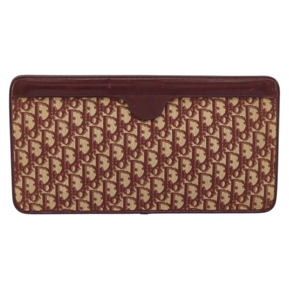 Christian Dior Trotter Canvas Clutch Bag Red Gold Auth bs31918