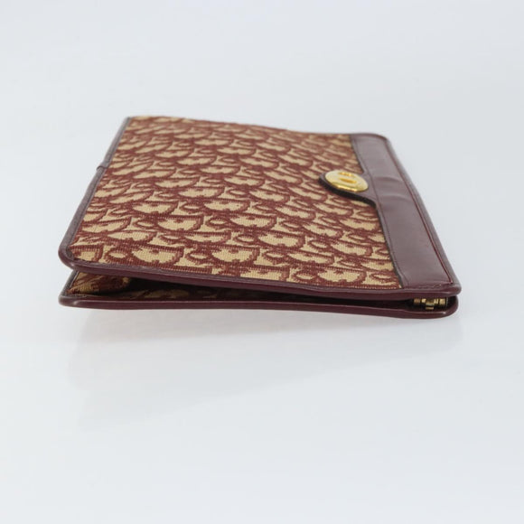 Christian Dior Trotter Canvas Clutch Bag Red Gold Auth bs31918