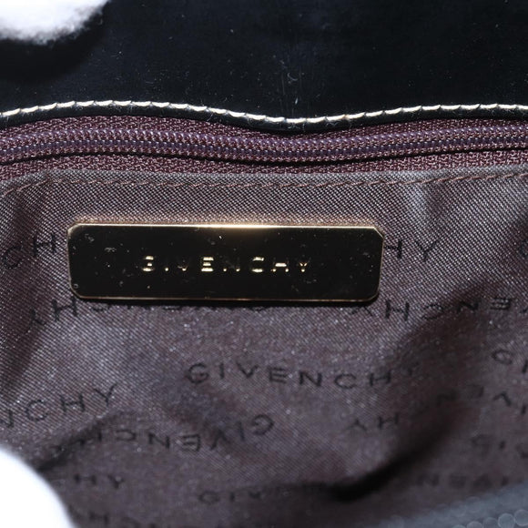 GIVENCHY Hand Bag Canvas Black Gold Auth bs31919