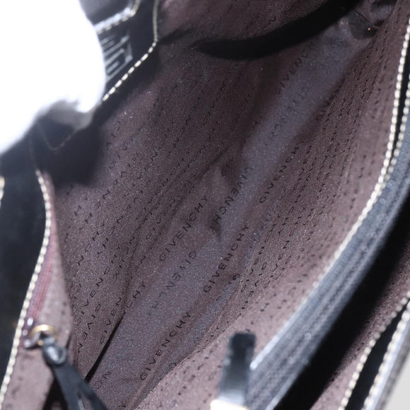 GIVENCHY Hand Bag Canvas Black Gold Auth bs31919