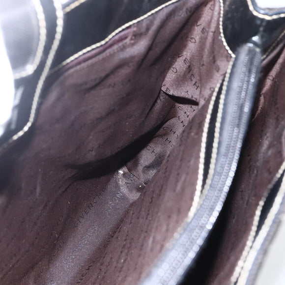 GIVENCHY Hand Bag Canvas Black Gold Auth bs31919