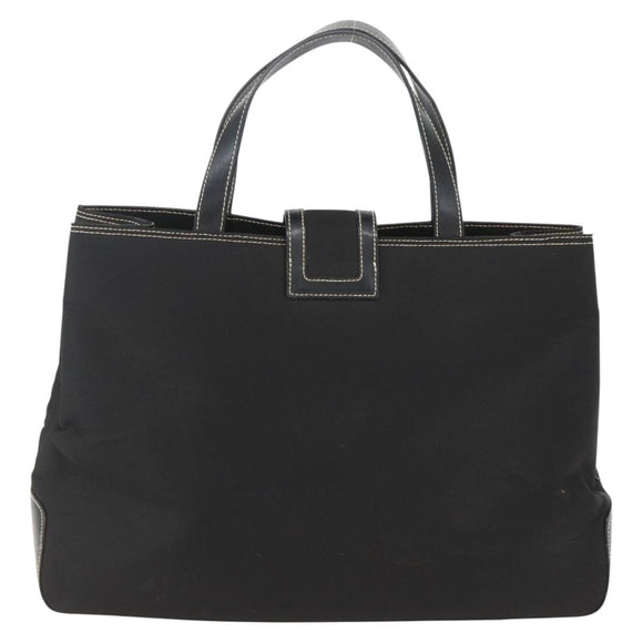 GIVENCHY Hand Bag Canvas Black Gold Auth bs31919