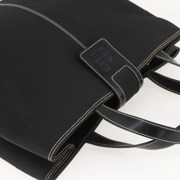 GIVENCHY Hand Bag Canvas Black Gold Auth bs31919