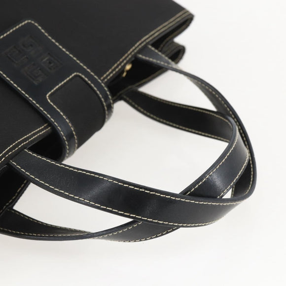 GIVENCHY Hand Bag Canvas Black Gold Auth bs31919