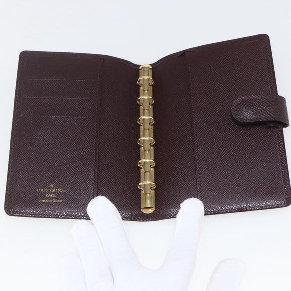 LOUIS VUITTON Taiga Agenda PM Day Planner Cover Acajou R20416 LV Auth bs31936