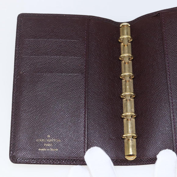 LOUIS VUITTON Taiga Agenda PM Day Planner Cover Acajou R20416 LV Auth bs31936