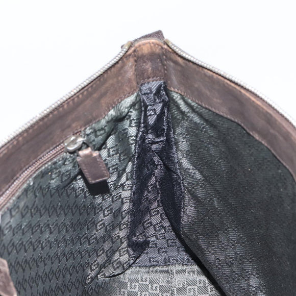 GUCCI Shoulder Bag Canvas Leather Brown Gold 110054 Auth bs31954